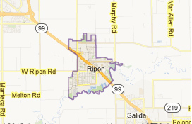map of our Ripon plumbing service area